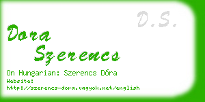 dora szerencs business card